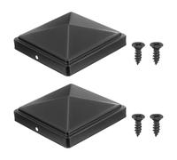 sourcing map 102 x 102mm Pyramid Post Cap, 2Pcs Galvanized Steel Fence Post Cover with Screws for Wood/Metal Fence Posts, Mailbox Pyramid Cover, Outdoor, Garden, Decks, Black