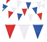 sourcing map 102ft Red Blue White Bunting Banner, 45pcs Triangle Flags Pennant Banners for Indoor Outdoor Party Traffic Construction Warning