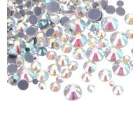 sourcing map 1036 Pcs Hotfix Rhinestones Flatback Crystal Glass Gems with Clear Bag Nail Art Kit for Crafts Clothes DIY Decoration 5 Sizes (SS6-SS30 Set,AB White)