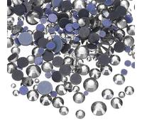 sourcing map 1036 Pcs Hotfix Rhinestones Flatback Crystal Glass Gems with Clear Bag Nail Art Kit for Crafts Clothes DIY Decoration 5 Sizes (SS6-SS30 Set,Gray)