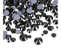 sourcing map 1036 Pcs Hotfix Rhinestones Flatback Crystal Glass Gems with Clear Bag Nail Art Kit for Crafts Clothes DIY Decoration 5 Sizes (SS6-SS30 Set,Black)