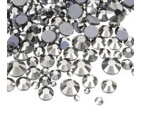 sourcing map 1036 Pcs Hotfix Rhinestones Flatback Crystal Glass Gems with Clear Bag Nail Art Kit for Crafts Clothes DIY Decoration 5 Sizes (SS6-SS30 Set,Dark Gray)