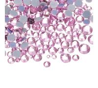 sourcing map 1036 Pcs Hotfix Rhinestones Flatback Crystal Glass Gems with Clear Bag Nail Art Kit for Crafts Clothes DIY Decoration 5 Sizes (SS6-SS30 Set,Light Pink)