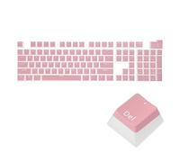 sourcing map 104 Keys Pudding Keycaps Set OEM Profile 60 Percent ABS for 61/87/104 Mechanical Keyboard Layout, Light Pink & Translucent Double Shot