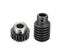 sourcing map 1045 Steel Worm Gear Set 20T 1.25 Module 1:20 Reduction Rate, Right Rotation Drive Gear Box Wheel Reduce Transmission Part (Gear-10mm Bore 28 mm OD, Rod 10mm Bore)