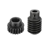 sourcing map 1045 Steel Worm Gear Set 20T 1.25 Module 1:20 Reduction Rate, Right Rotation Drive Gear Box Wheel Reduce Transmission Part (Gear-12mm Bore 28 mm OD, Rod 8mm Bore)