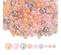 sourcing map 1064PCS Pearl Beads for Jewelry Making, 4/5/6/8/10mm Small Round Pearl Beads with Holes for Craft Bracelet Necklaces Vase Filler, Gray/Pink Colors