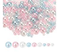 sourcing map 1064PCS Pearl Beads for Jewelry Making, 4/5/6/8/10mm Small Round Pearl Beads with Holes for Craft Bracelet Necklaces Vase Filler, Blue/Pink Colors