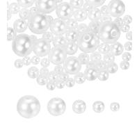 sourcing map 1064PCS Pearl Beads for Jewelry Making, 4/5/6/8/10mm Small Round Pearl Beads with Holes for Craft Bracelet Necklaces Vase Filler, White