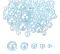 sourcing map 1064PCS Pearl Beads for Jewelry Making, 4/5/6/8/10mm Small Round Pearl Beads with Holes for Craft Bracelet Necklaces Vase Filler, Light Blue