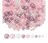 sourcing map 1064PCS Pearl Beads for Jewelry Making, 4/5/6/8/10mm Small Round Pearl Beads with Holes for Craft Bracelet Necklaces Vase Filler, Purple/Pink Colors