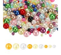 sourcing map 1064PCS Pearl Beads for Jewelry Making, 4/5/6/8/10mm Small Round Pearl Beads with Holes for Craft Bracelet Necklaces Vase Filler, Multicolor