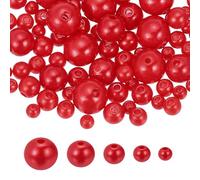 sourcing map 1064PCS Pearl Beads for Jewelry Making, 4/5/6/8/10mm Small Round Pearl Beads with Holes for Craft Bracelet Necklaces Vase Filler, Bright Red