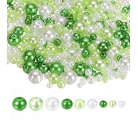 sourcing map 1064PCS Pearl Beads for Jewelry Making, 4/5/6/8/10mm Small Round Pearl Beads with Holes for Craft Bracelet Necklaces Vase Filler, Green Colors