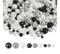 sourcing map 1064PCS Pearl Beads for Jewelry Making, 4/5/6/8/10mm Small Round Pearl Beads with Holes for Craft Bracelet Necklaces Vase Filler, Black/White Colors