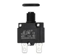 sourcing map 10Amp Thermal Circuit Breaker, 125/250V AC 32V DC Push Button Manual Reset Circuit Overload Protector Switch, Black