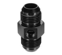 sourcing map 10AN-10AN Male Fuel Fitting, Fit 5/8" Hole 2.05" Length Aluminum Straight Male Union Coupler Connector Fuel Hose Adapter with 1/8" NPT Gauge Port for Automotive, Black