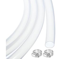 sourcing map 10ft Clear Silicone Rubber Tubing 12.7mm x 14.3mm Plastic Tube Flexible Air Hose for Brewing, Wine Making, Pump Siphon, 1/2" ID, with 2pcs Clamps