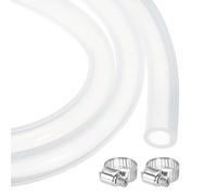 sourcing map 10ft Clear Silicone Rubber Tubing 12.7mm x 19mm Plastic Tube Flexible Air Hose for Brewing, Wine Making, Pump Siphon, 1/2" ID 3/4" OD, with 2pcs Clamps