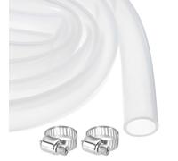 sourcing map 10ft Clear Silicone Rubber Tubing 16mm x 20mm Plastic Tube Flexible Air Hose for Brewing, Wine Making, Pump Siphon, 5/8" ID, with 2pcs Clamps