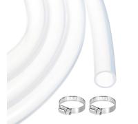 sourcing map 10ft Clear Silicone Rubber Tubing 19mm x 25.4mm Plastic Tube Flexible Air Hose for Brewing, Wine Making, Pump Siphon, 3/4" ID 1" OD, with 2pcs Clamps