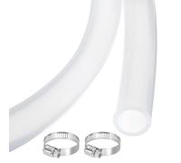 sourcing map 10ft Clear Silicone Rubber Tubing 25.4mm x 31.8mm Plastic Tube Flexible Air Hose for Brewing, Wine Making, Pump Siphon, 1" ID 1 1/4" OD, with 2pcs Clamps
