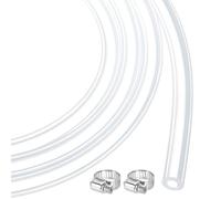 sourcing map 10ft Clear Silicone Rubber Tubing 4.8mm x 9.5mm Plastic Tube Flexible Air Hose for Brewing, Wine Making, Pump Siphon, 3/16" ID 3/8" OD, with 2pcs Clamps