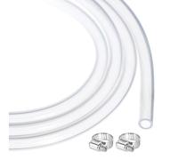 sourcing map 10ft Clear Silicone Rubber Tubing 6.4mm x 9.5mm Plastic Tube Flexible Air Hose for Brewing, Wine Making, Pump Siphon, 1/4" ID 3/8" OD, with 2pcs Clamps