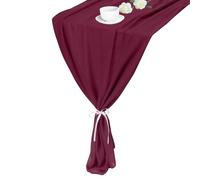 sourcing map 10FT Dark Red Chiffon Table Runner 27.5" x 118" Light and Elegant Romantic Sheer Table Decoration for Wedding Party Decoration