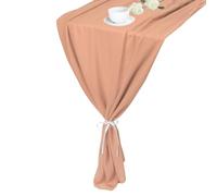 sourcing map 10FT Rose Gold Chiffon Table Runner 27.5" x 118" Light and Elegant Romantic Sheer Table Decoration for Wedding Party Decoration