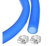 sourcing map 10ft Silicone Rubber Tubing 19mm x 25.4mm Plastic Tube Flexible Air Hose for Brewing, Wine Making, Pump Siphon, 3/4" ID 1" OD, with 2pcs Clamps, Dark Blue