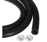 sourcing map 10ft Silicone Rubber Tubing 19mm x 25.4mm Plastic Tube Flexible Air Hose for Brewing, Wine Making, Pump Siphon, 3/4" ID 1" OD, with 2pcs Clamps, Black