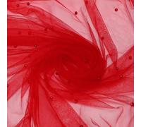 sourcing map 10ft White Pearl Table Runner, 108x60inch Pearl Tulle Fabric Soft Lace Mesh Fabric Net Tulle for Bridal Shower Wedding Arch Veil Table Decorations, Bright Red