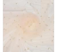 sourcing map 10ft White Pearl Table Runner, 108x60inch Pearl Tulle Fabric Soft Lace Mesh Fabric Net Tulle for Bridal Shower Wedding Arch Veil Table Decorations, Apricot