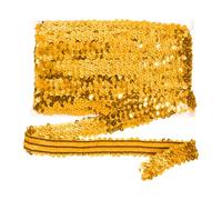 sourcing map 10m x 3cm Elastic Sequins Trim Flat Stretchy Sequin Strip Paillette Fabric Ribbon Band for DIY Crafts Sewing Dress Orange