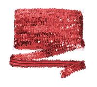 sourcing map 10m x 3cm Elastic Sequins Trim Flat Stretchy Sequin Strip Paillette Fabric Ribbon Band for DIY Crafts Sewing Dress Red