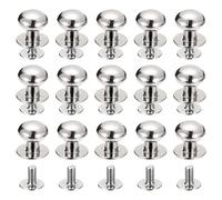 sourcing map 10mm Ball Head Stud Rivets Screw Back, 15Pack Round Head Button Nipple Rivet for DIY Leather Craft Handbag Belt, Silver Tone