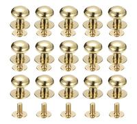 sourcing map 10mm Ball Head Stud Rivets Screw Back, 15Pack Round Head Button Nipple Rivet for DIY Leather Craft Handbag Belt, Light Golden
