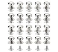 sourcing map 10mm Ball Head Stud Rivets Screw Back, 20Pack Round Head Button Nipple Rivet for DIY Leather Craft Handbag Belt, Silver Tone