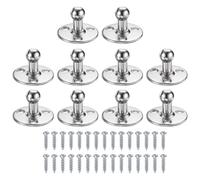 sourcing map 10mm Ball Stud Mounting Bracket, 10pcs Round Gas Spring Struts Lift Support Brackets with 30pcs Bolts for Skylight Tool Box Engine Cover Lid, Silver