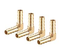 sourcing map 10mm Barb Brass Hose Fitting 90 Degree Elbow Pipe Connector Coupler Tubing 4pcs