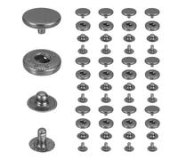 sourcing map 10mm Snap Fastener Stainless Steel Press Stud Cap Kit, 35 Sets Heavy Duty Snap Button No Sewing for Bag Coats Marine Clothes Jackets Jeans Boat Canvas, Black