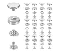 sourcing map 10mm Snap Fastener Stainless Steel Press Stud Cap Kit, 35 Sets Heavy Duty Snap Button No Sewing for Bag Coats Marine Clothes Jackets Jeans Boat Canvas, Silver
