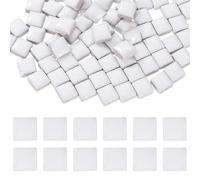 sourcing map 10mm Square Mosaic Tiles, 300g Ceramic Mosaic Pieces Glazed Porcelain Tiles Bulk for Vase Flower Pots Aquarium Decor Garden Project DIY Art Craft, White
