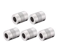 sourcing map 10mm to 10mm Aluminum Alloy Shaft Coupling Flexible Coupler Motor Connector Joint L25xD19 Silver,5pcs