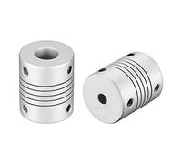 sourcing map 10mm to 5mm Aluminum Alloy Shaft Coupling Flexible Coupler Motor Connector Joint L30xD25 Silver 2Pcs