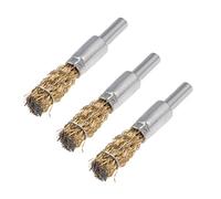 sourcing map 10mm Wire Wheel Brush Cup Copper Plated Crimped Steel with Shank 0.012-inch Wire Dia 3 Pcs