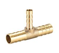 sourcing map 10mm X 6mm X 10mm Brass Hose Reducer Barb Fitting Tee T-Shaped 3 Way Barbed Connector Air Water Fuel Gas
