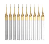 sourcing map 10Pcs 0.3mm Titanium Coat Carbide End Mill Engraving Milling Cutter CNC Router Bits for PCB Machine, 1/8" Shank