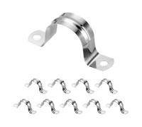 sourcing map 10pcs 1 1/4-Inch 32mm Conduit Clamps, M32 U Tube Pipe Clamp, Stainless Steel Rigid Pipe Strap, U Shaped Bracket with Two Hole for Pipe Tube Hose Wire Cord Fixing